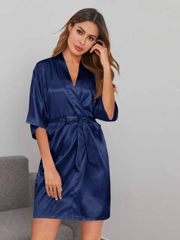 Celosia Satin Robes - Blue Single Celosia Satin Robes - Blue Single