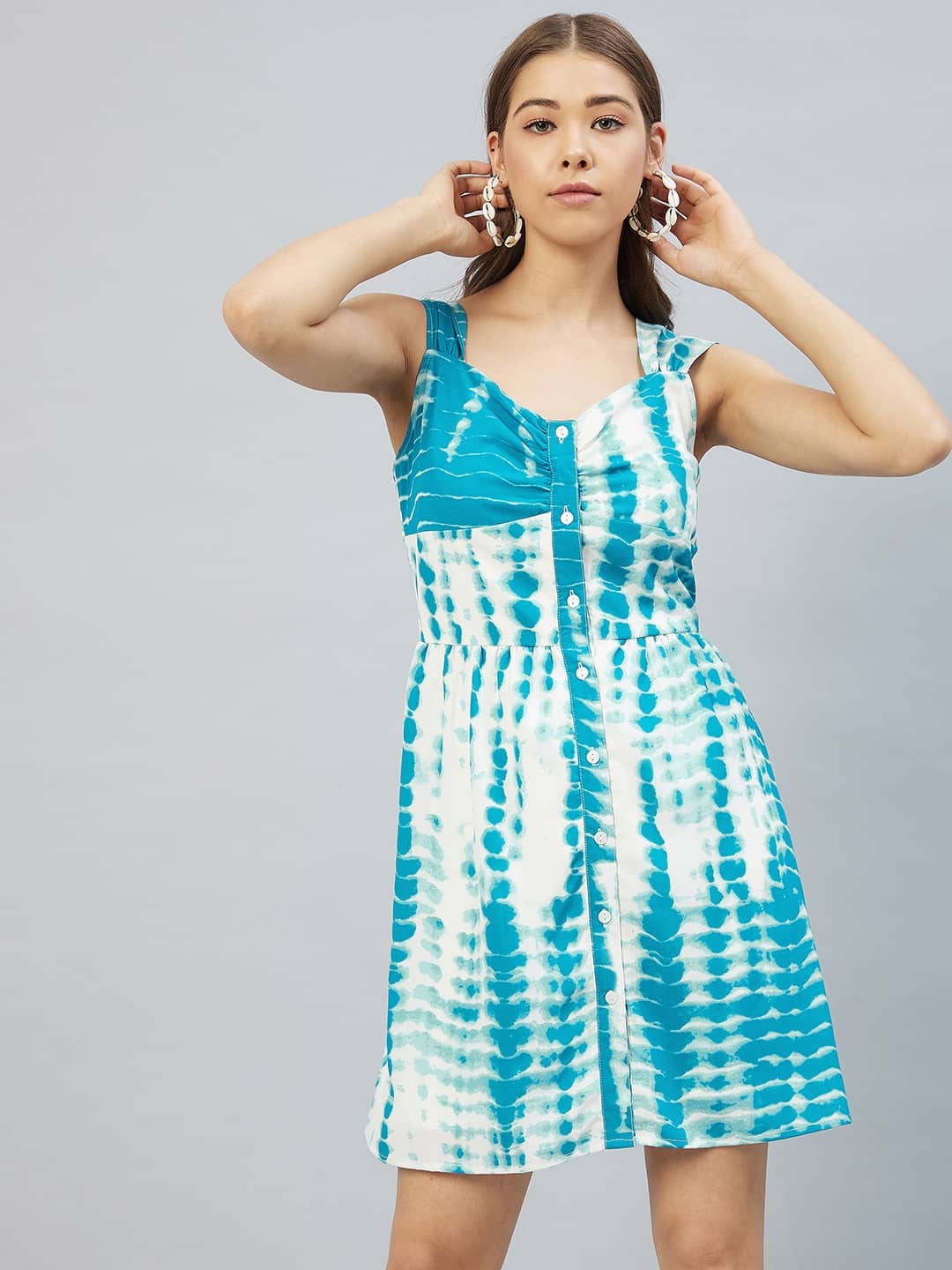 Rare Women Crepe A-line Dress ( Blue )