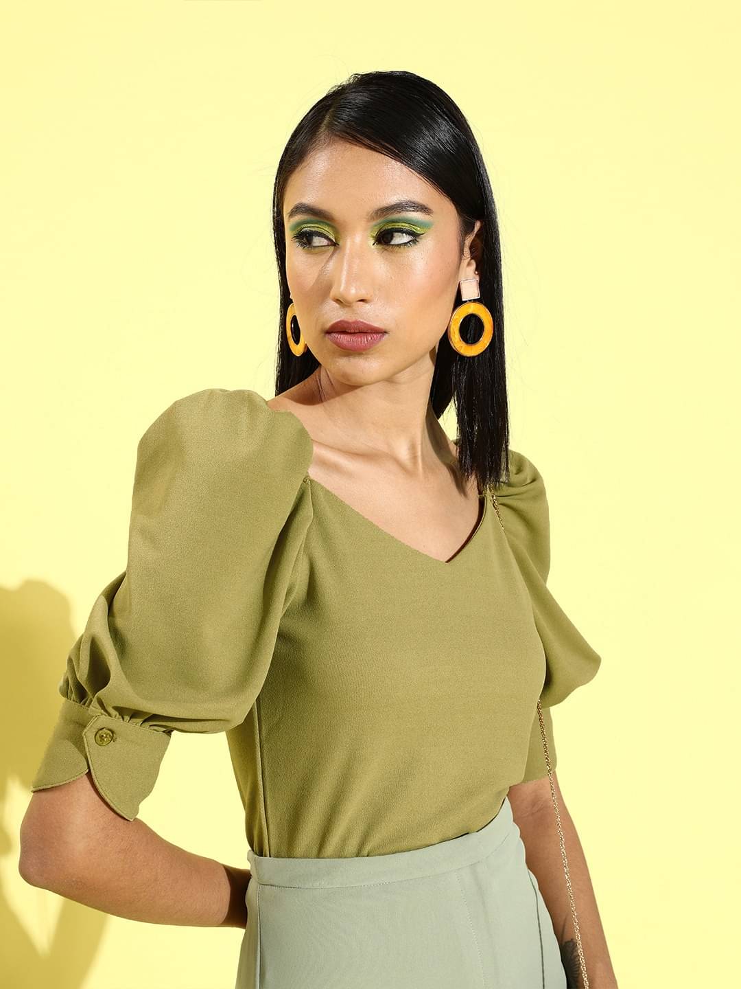 Rare Women's Polyester Crop Top ( Green )     			Rare Women's Polyester Crop Top ( Green )
