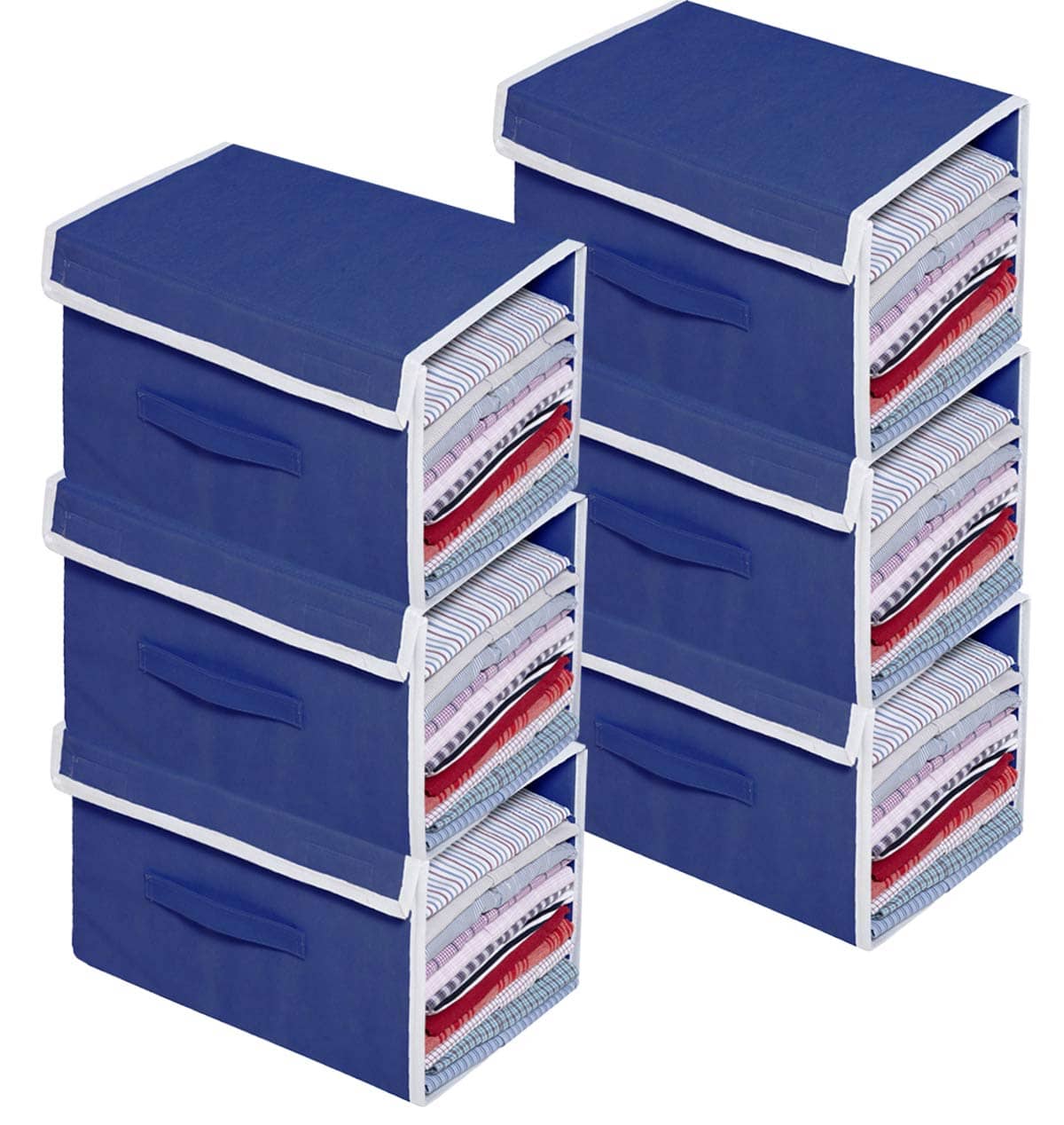 Sh Nasima Stackable Non Woven Shirt Organizer with Cover Lid- (Grey) - Pack of 6