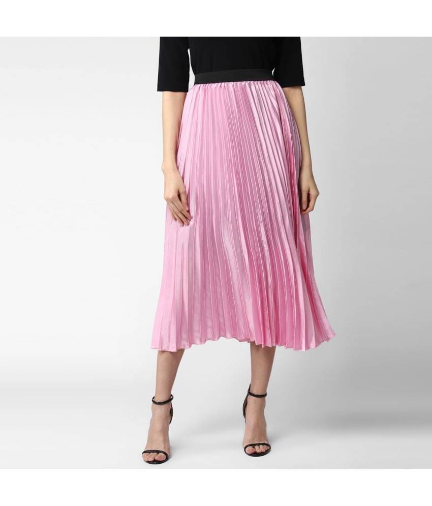 StyleStone Satin Pleated Skirt - Pink Single StyleStone Satin Pleated Skirt - Pink Single