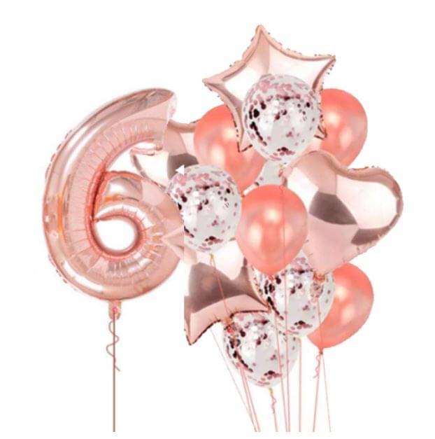     			Blooms Event Rose Gold special 6 No. rose gold foil 2 pcs of rosegold Heart foil, 2pcs of rosegold Star Foil ,5pcs Confetti Balloon , & 5pcs rosegold Latex Balloon