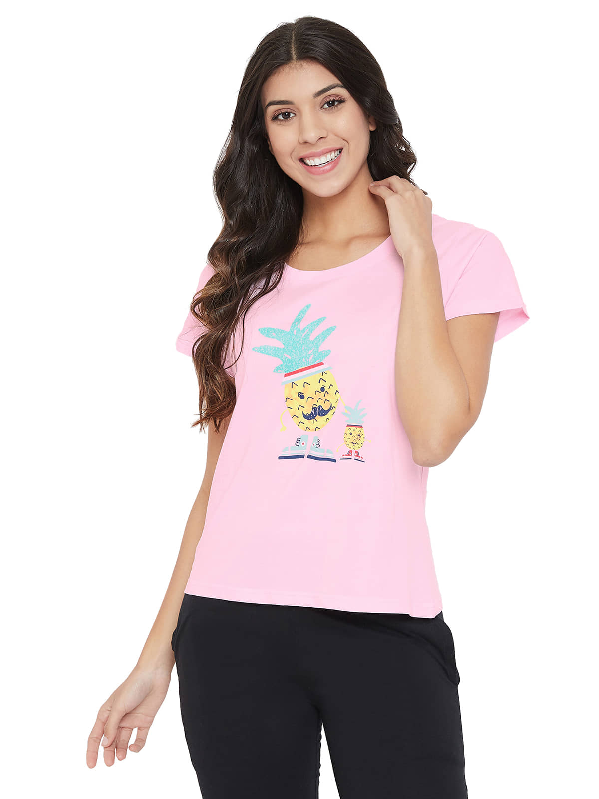 Clovia Cotton Night T-Shirt - Multi Color Single - Nightwear & Loungewear | Buy online on ZillyBuy