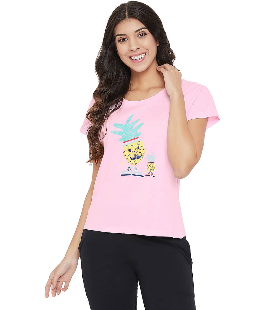Clovia Cotton Night T-Shirt - Multi Color Single - Nightwear & Loungewear | Buy online on ZillyBuy