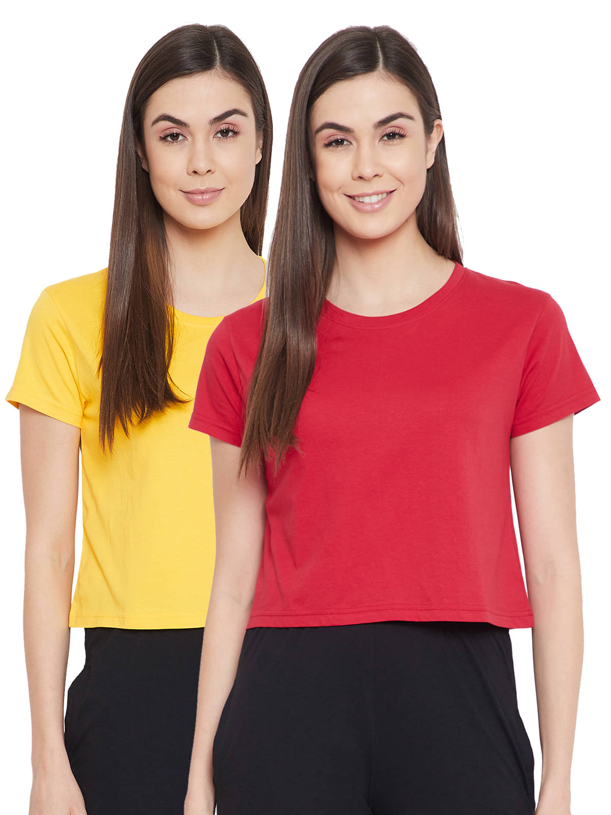 Clovia Crepe Night T-Shirt - Multi Color Pack of 2 Clovia Crepe Night T-Shirt - Multi Color Pack of 2