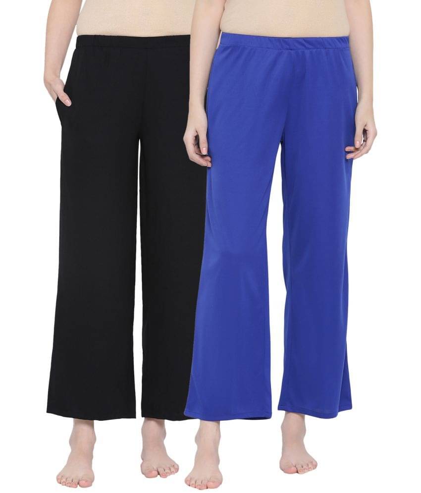     			Clovia Multi Color Crepe Women's Nightwear Pyjama ( Pack of 2 )