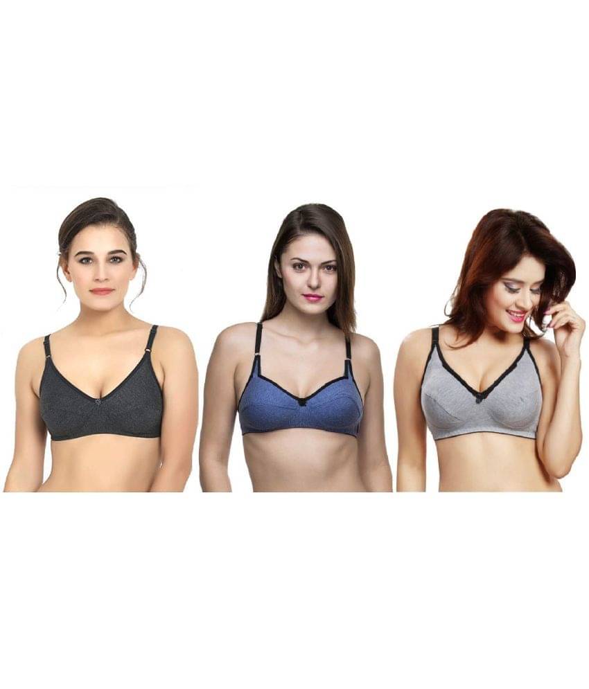     			FeelBlue Poly Cotton Everyday Bra - Multi Color Pack of 3