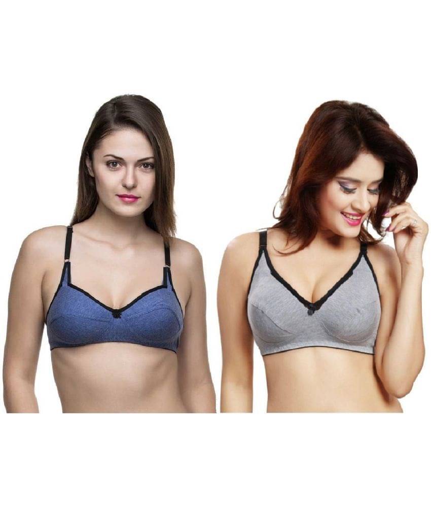     			FeelBlue Poly Cotton Seamless Bra - Multi Color Pack of 2