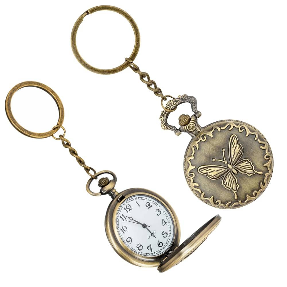 GT Gala Time Butterfly Design Pocket-Watch Designer Vintage Premium Analog Clock Antique Metallic Key Chain Gifting GT Gala Time Butterfly Design Pocket-Watch Designer Vintage Premium Analog Clock Antique Metallic Key Chain Gifting