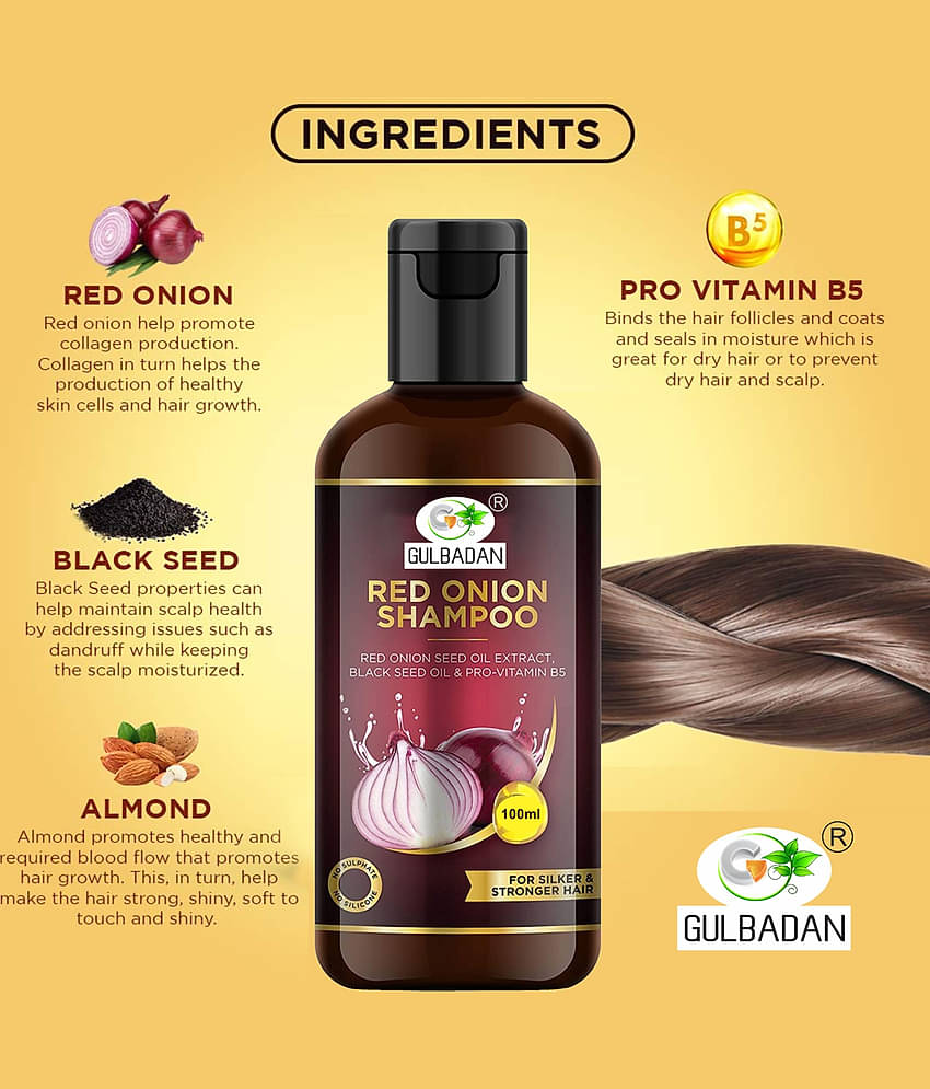 GULBADAN Onion Hair Fall Shampoo for Hair Growth & Hair Fall Control for Men & Women Shampoo 100 mL Pack of 2