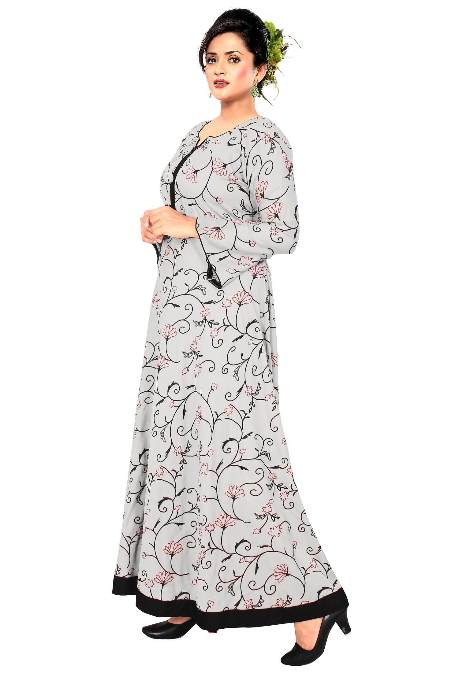HAYA - Grey Rayon Women's Flared Kurti - Kurtis, Tunics | Buy online on ZillyBuy
