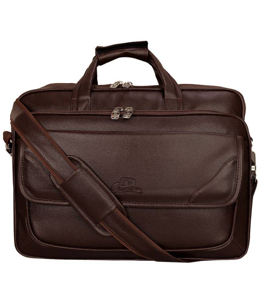 Leather World Classic 22Ltrs Brown P.U. Office Bag     			Leather World Classic 22Ltrs Brown P.U. Office Bag