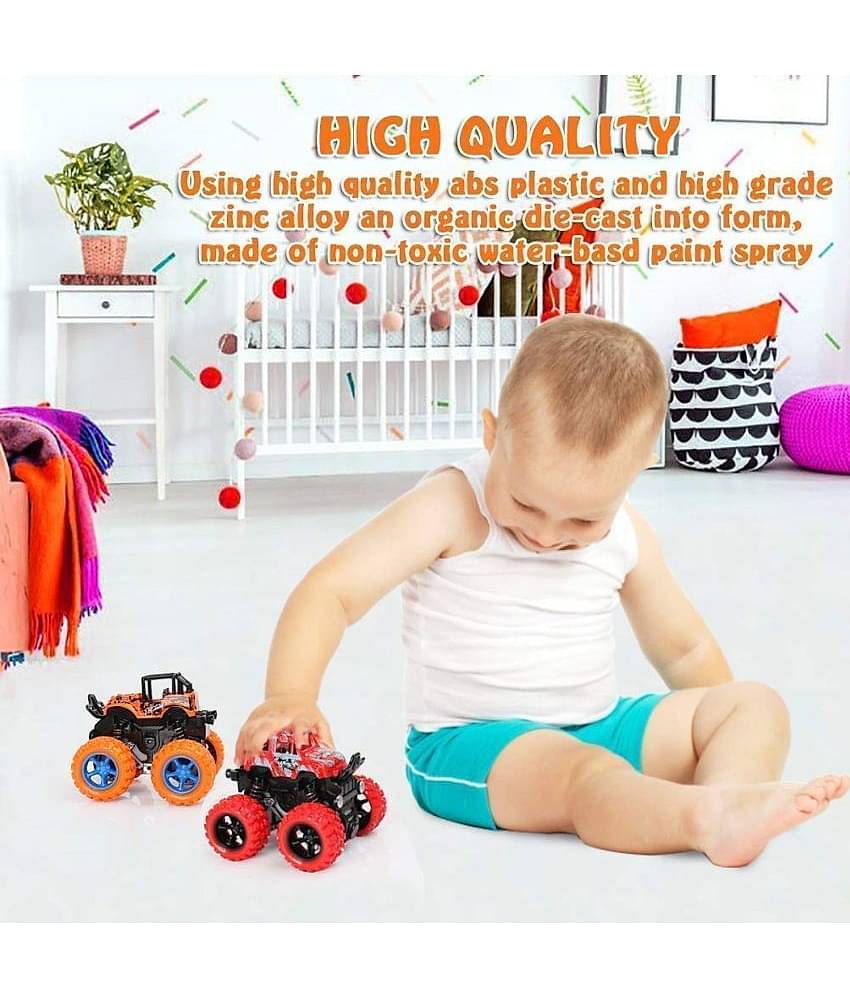 Monster Truck Toys for Kids Friction Powered Monster Truck Car Toy for Baby Push & Go Toys 4wd Monster Truck Pop It Fidget Combo Set for Boys & Girls (Monster Pack of 1)