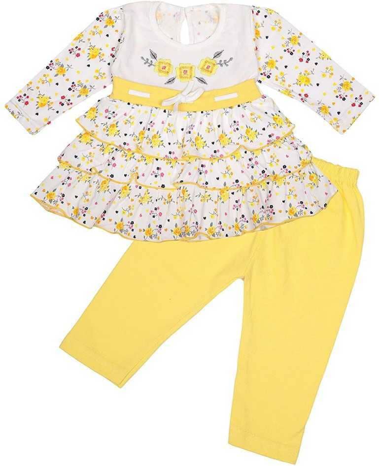 NammaBaby Baby Girls Cotton Blend Dresses ( Yellow )
