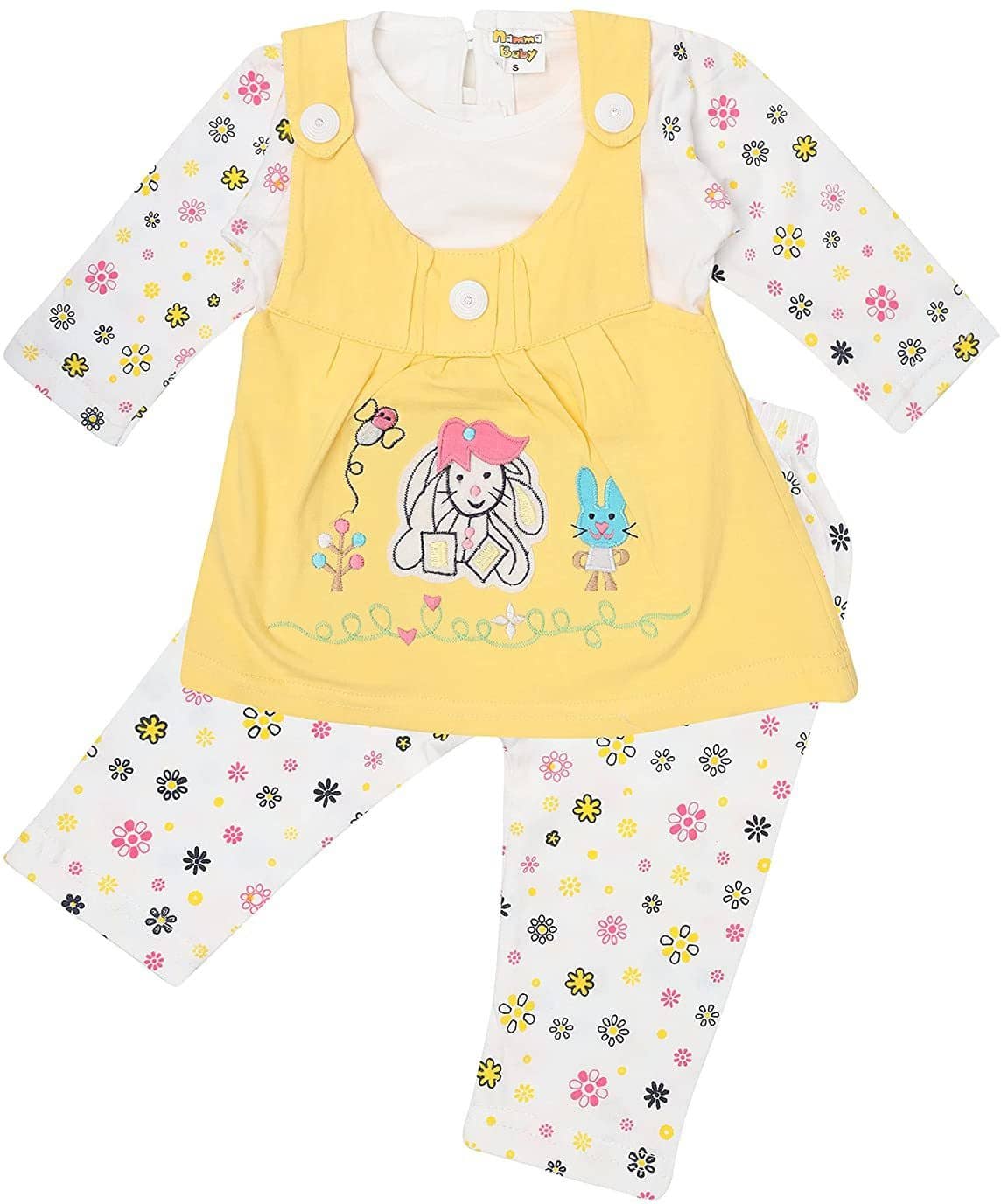 NammaBaby Baby Girls Cotton Blend Dresses ( Yellow )