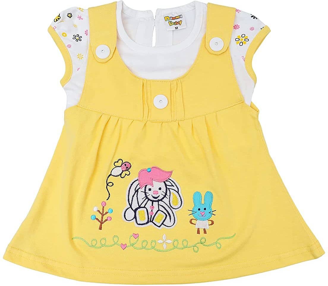 NammaBaby Baby Girls Cotton Blend Dresses ( Yellow )
