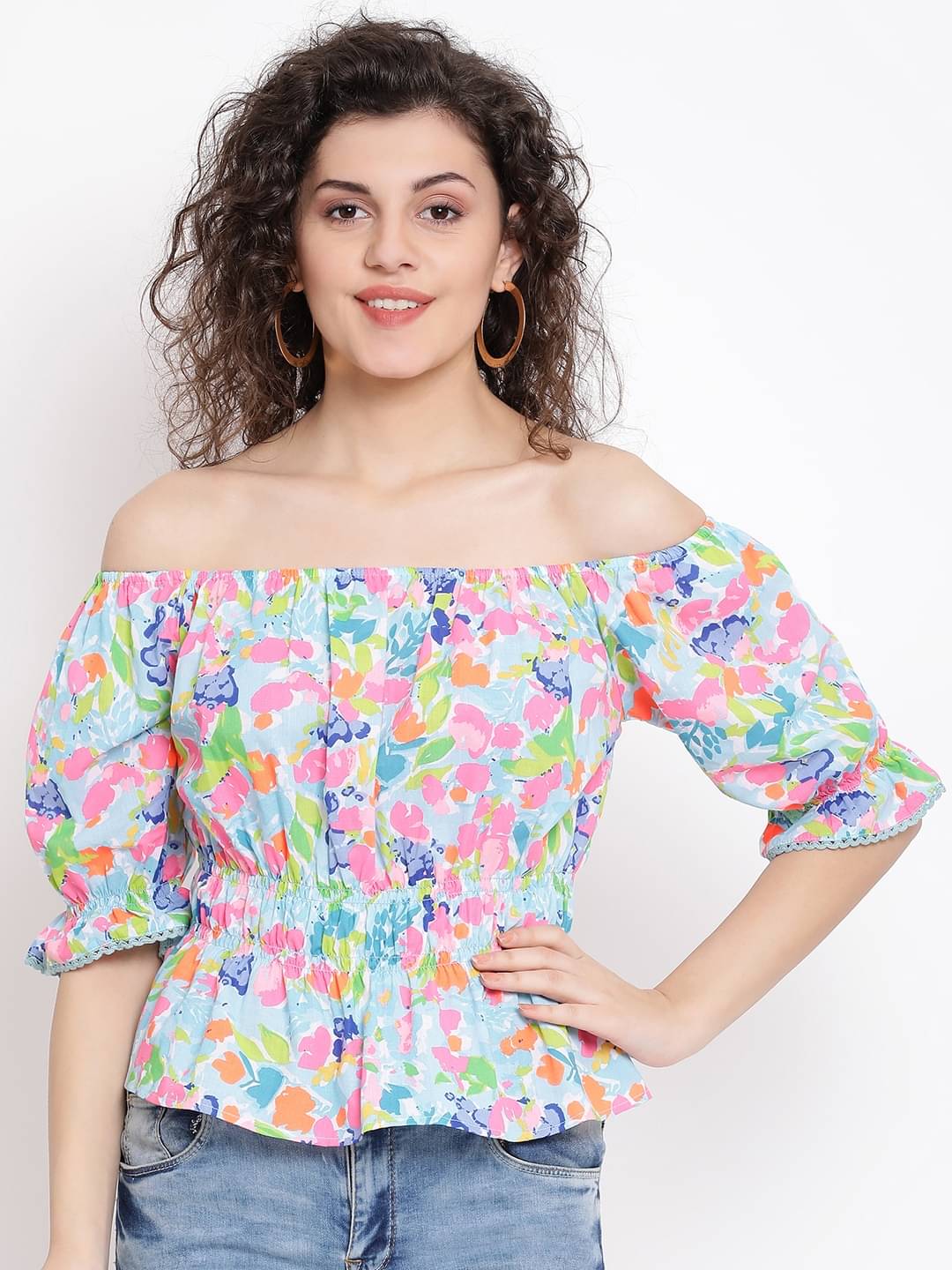 Oxolloxo Women's Cotton Peplum Top ( Multicolor ) Oxolloxo Women's Cotton Peplum Top ( Multicolor )