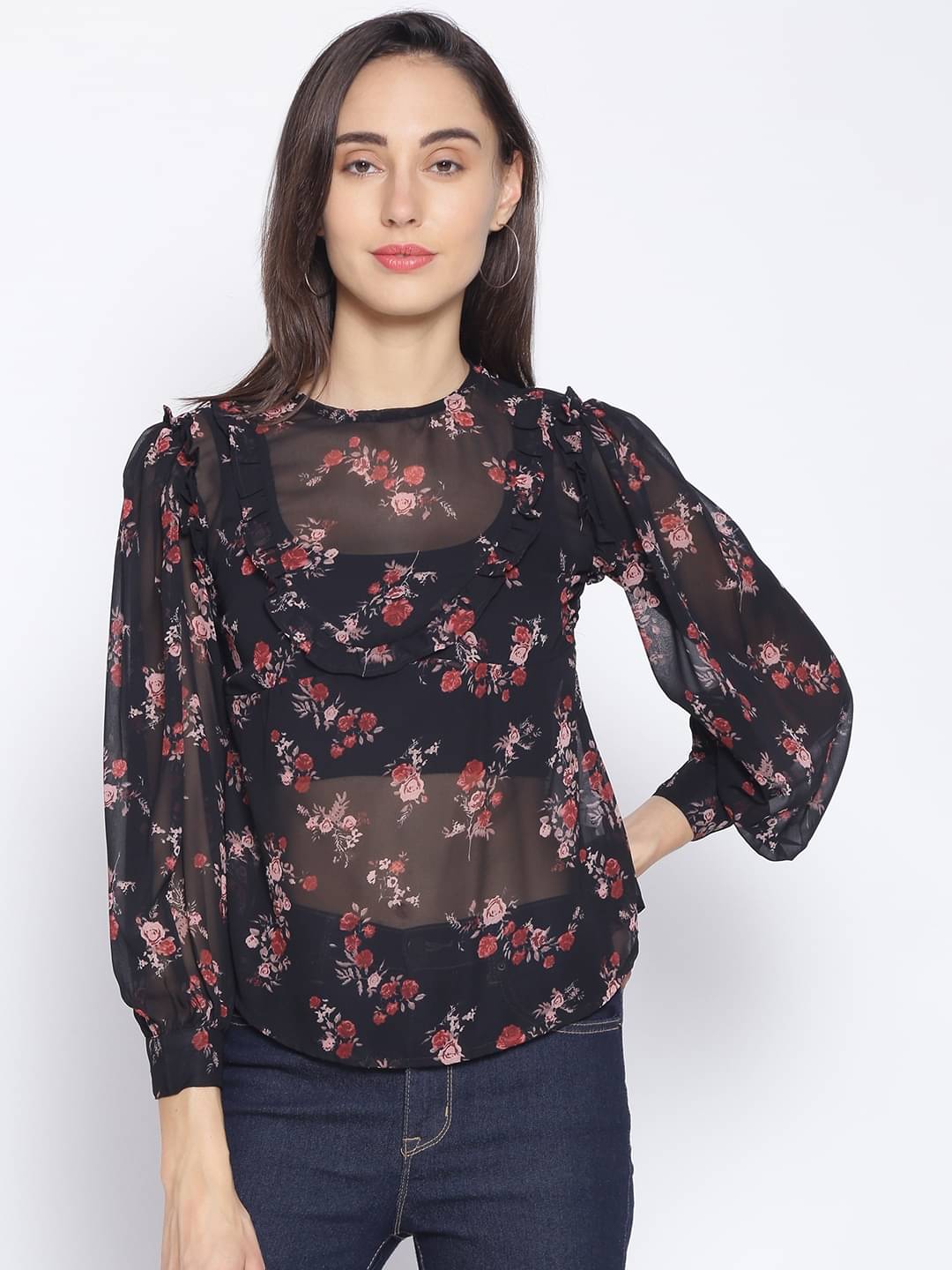     			Oxolloxo Women's Polyester Regular Top ( Black )