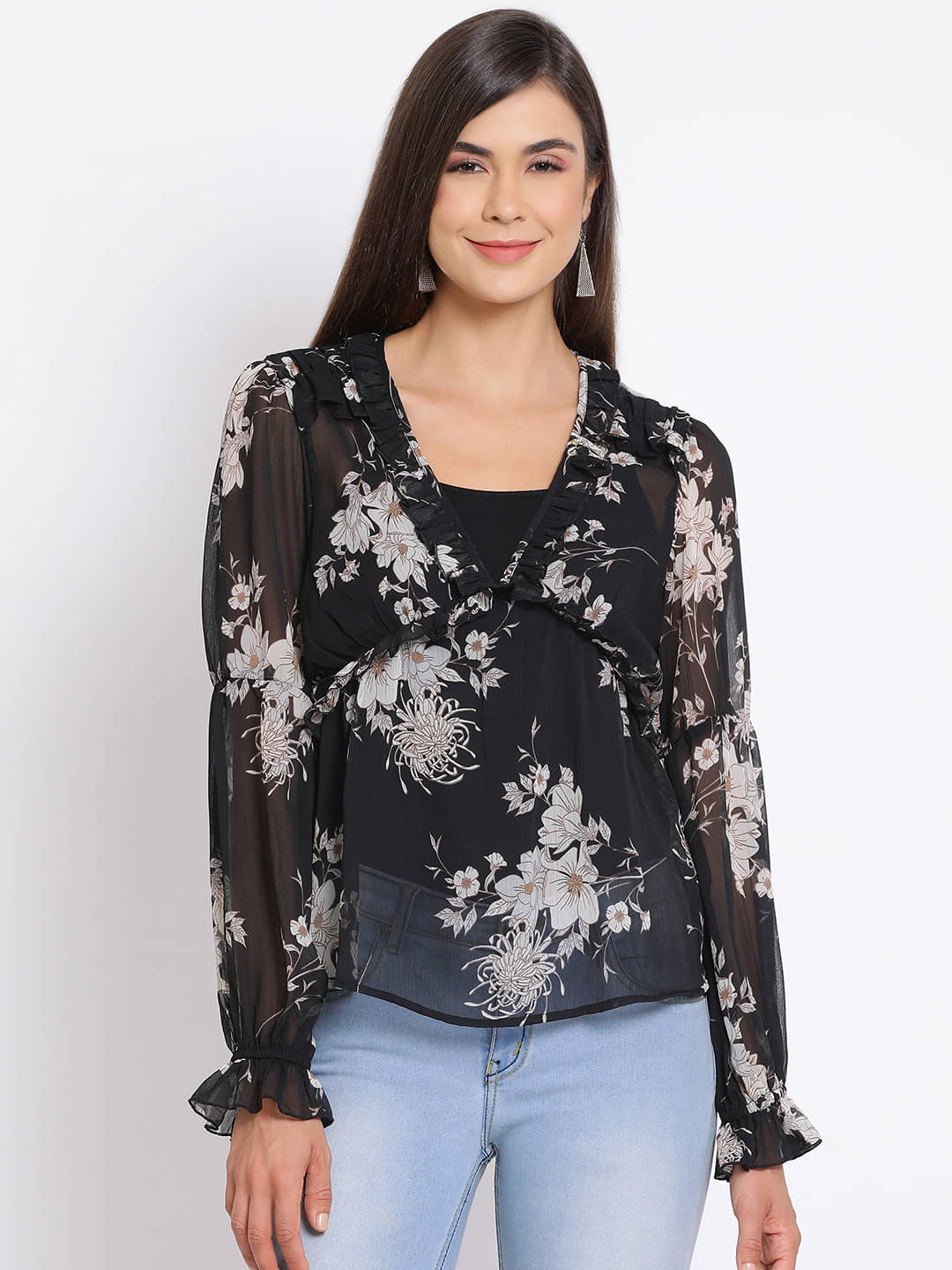     			Oxolloxo Women's Polyester Regular Top ( Black )