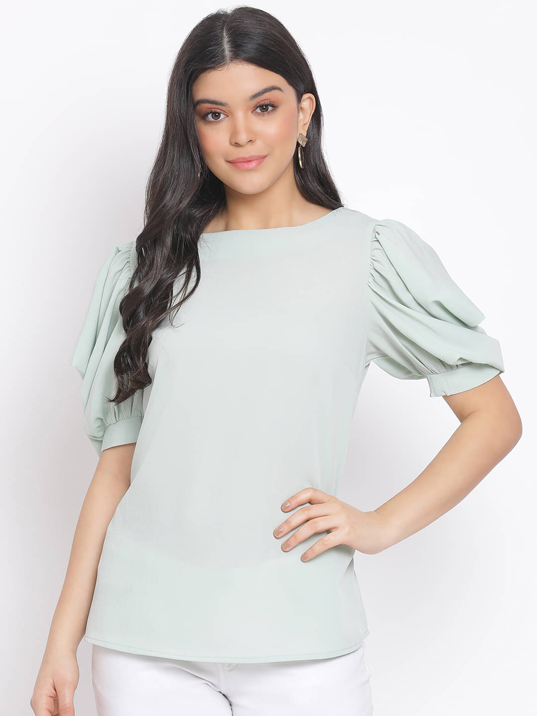     			Oxolloxo Women's Polyester Regular Top ( Green )