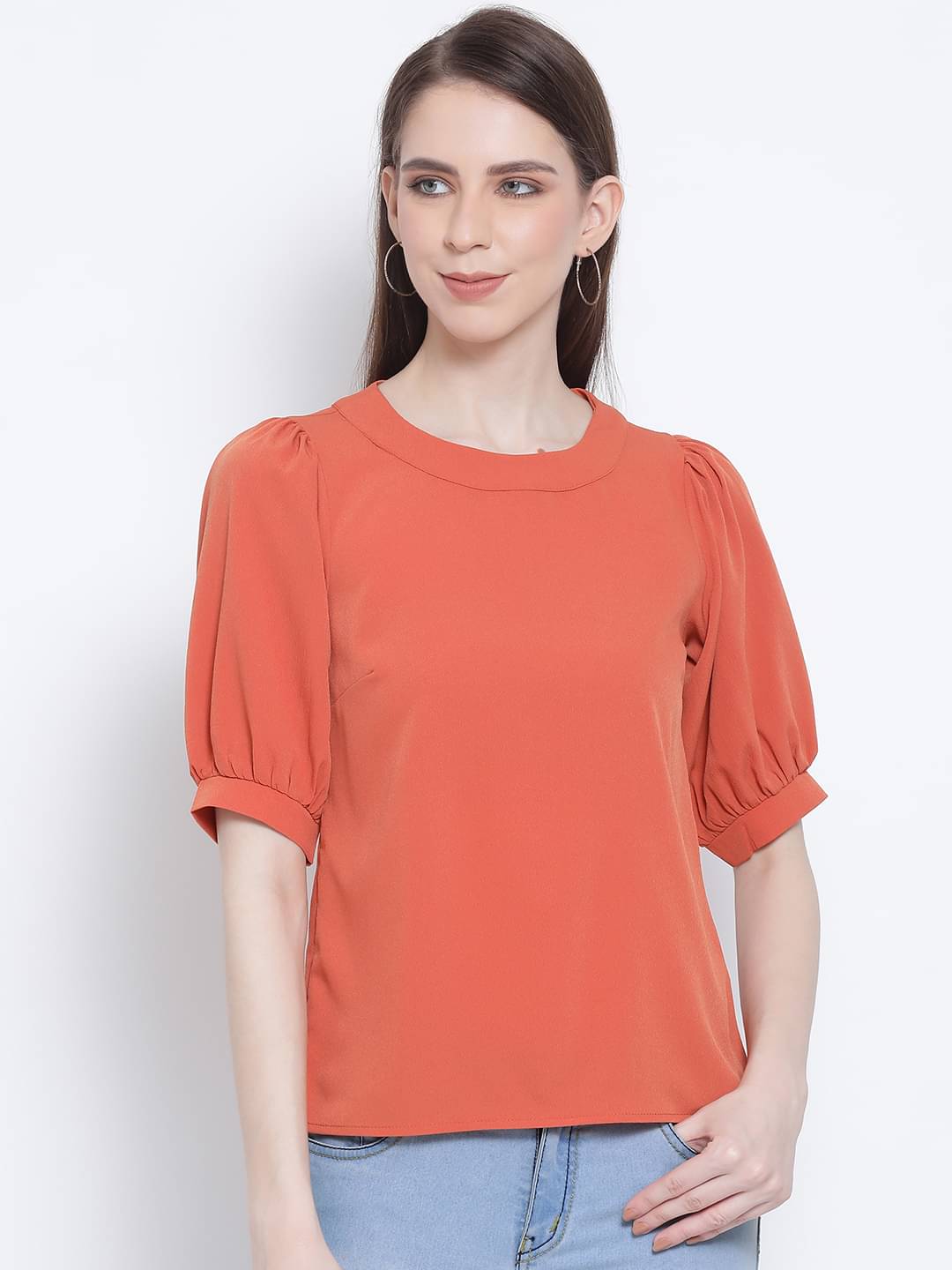 Oxolloxo Women's Polyester Regular Top ( Rust ) Oxolloxo Women's Polyester Regular Top ( Rust )