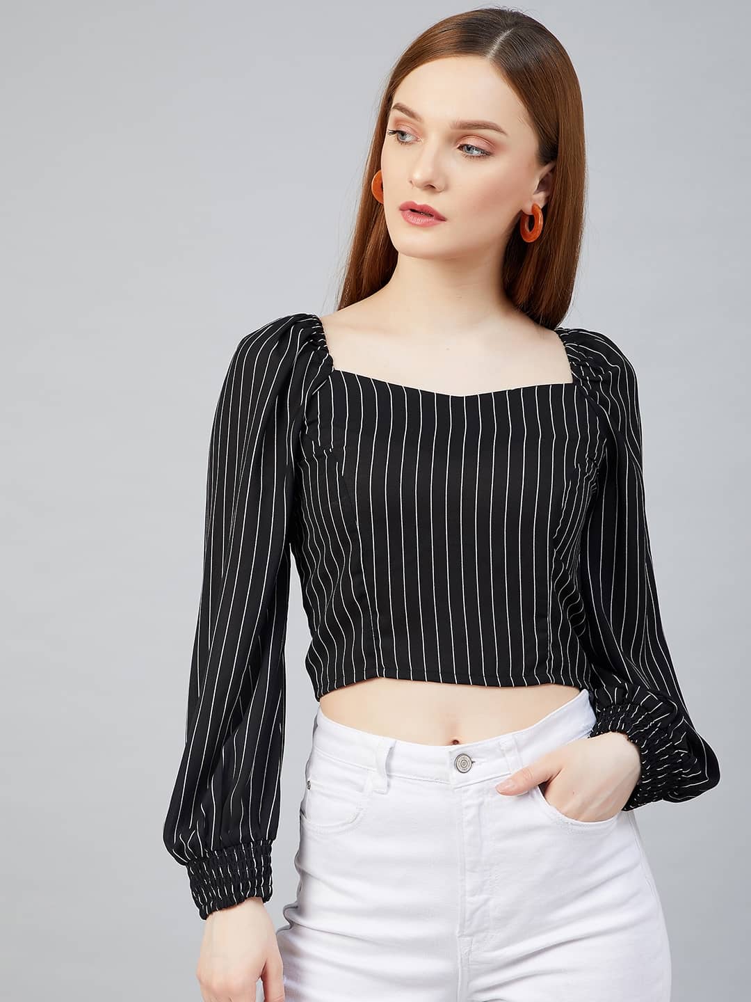 Rare Women's Crepe Crop Top ( Black )