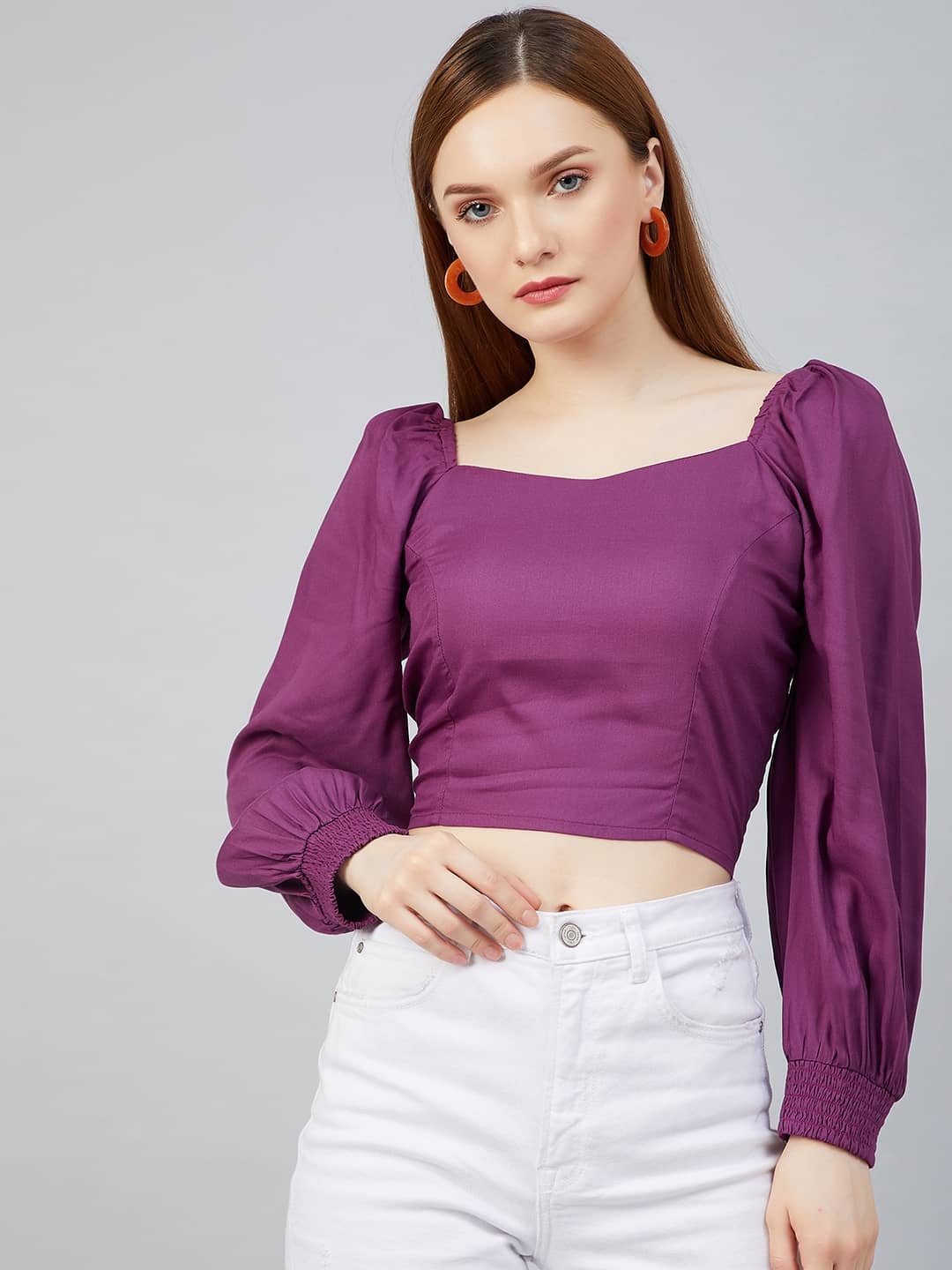 Rare Women's Rayon Crop Top ( Purple )