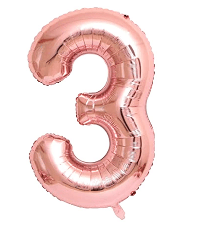     			Blooms Event Numbers Foil Balloon 16" Inch -(Pack of one Unit) Rose Gold (Rose Gold-3)