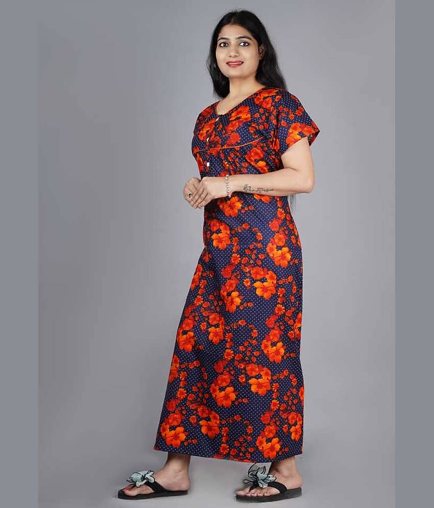 Favnic Cotton Nighty & Night Gowns - Orange - Nightwear & Loungewear | Buy online on ZillyBuy