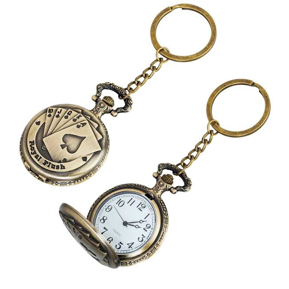 Gala Time Playing Cards Theme Designer Pocket Watch Vintage Premium Analog Clock Antique Metallic Keyring Gift Key Chain Gala Time Playing Cards Theme Designer Pocket Watch Vintage Premium Analog Clock Antique Metallic Keyring Gift Key Chain