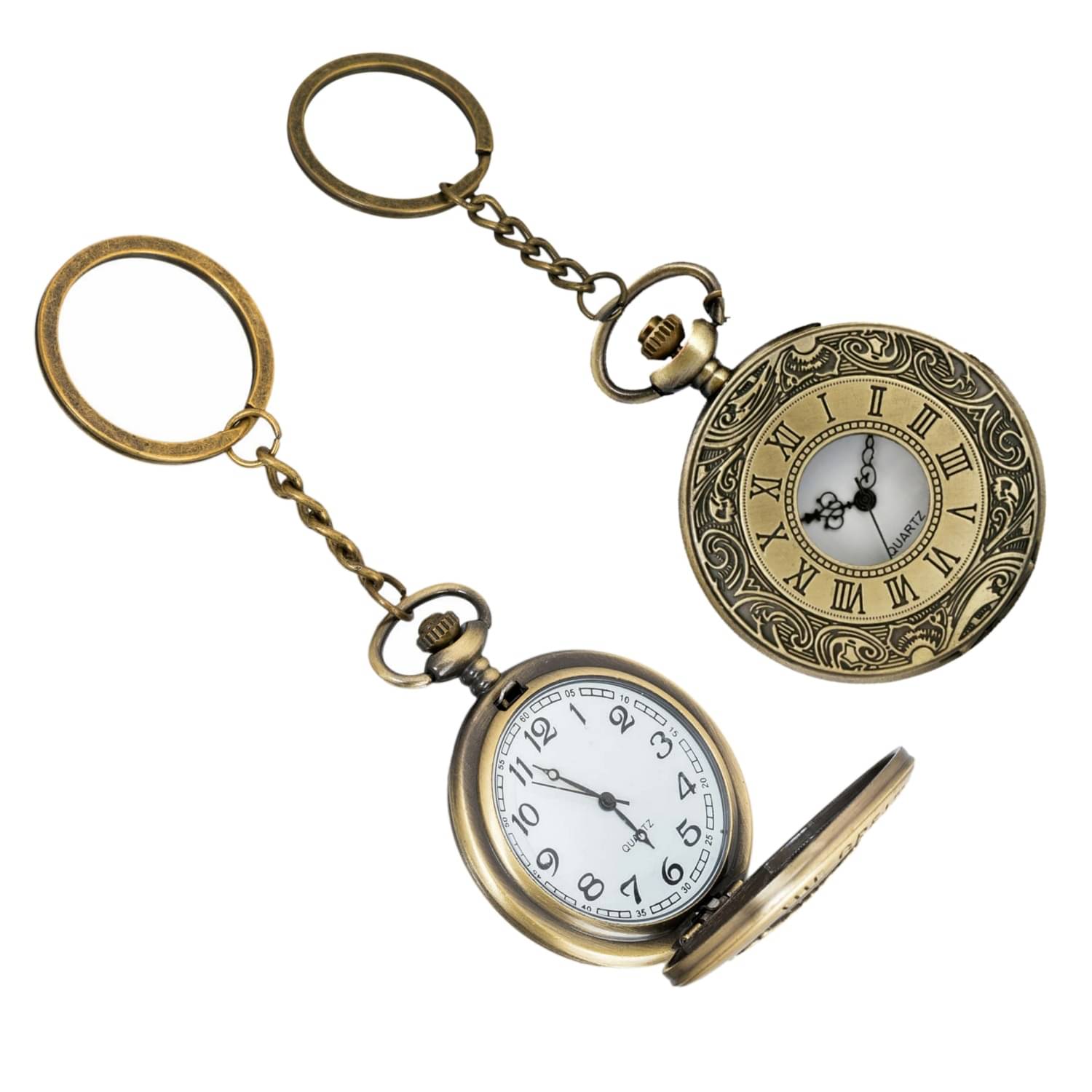     			Gala Time Roman Number Theme Designer Pocket Watch Vintage Premium Analog Clock Antique Metallic Keyring Gift Key Chain
