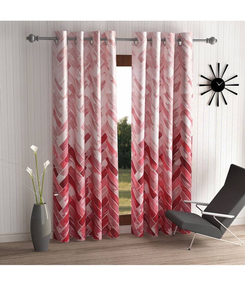     			Home Sizzler Set of 2 Window Semi-Transparent Eyelet Polyester Maroon Curtains ( 153 x 116 cm )