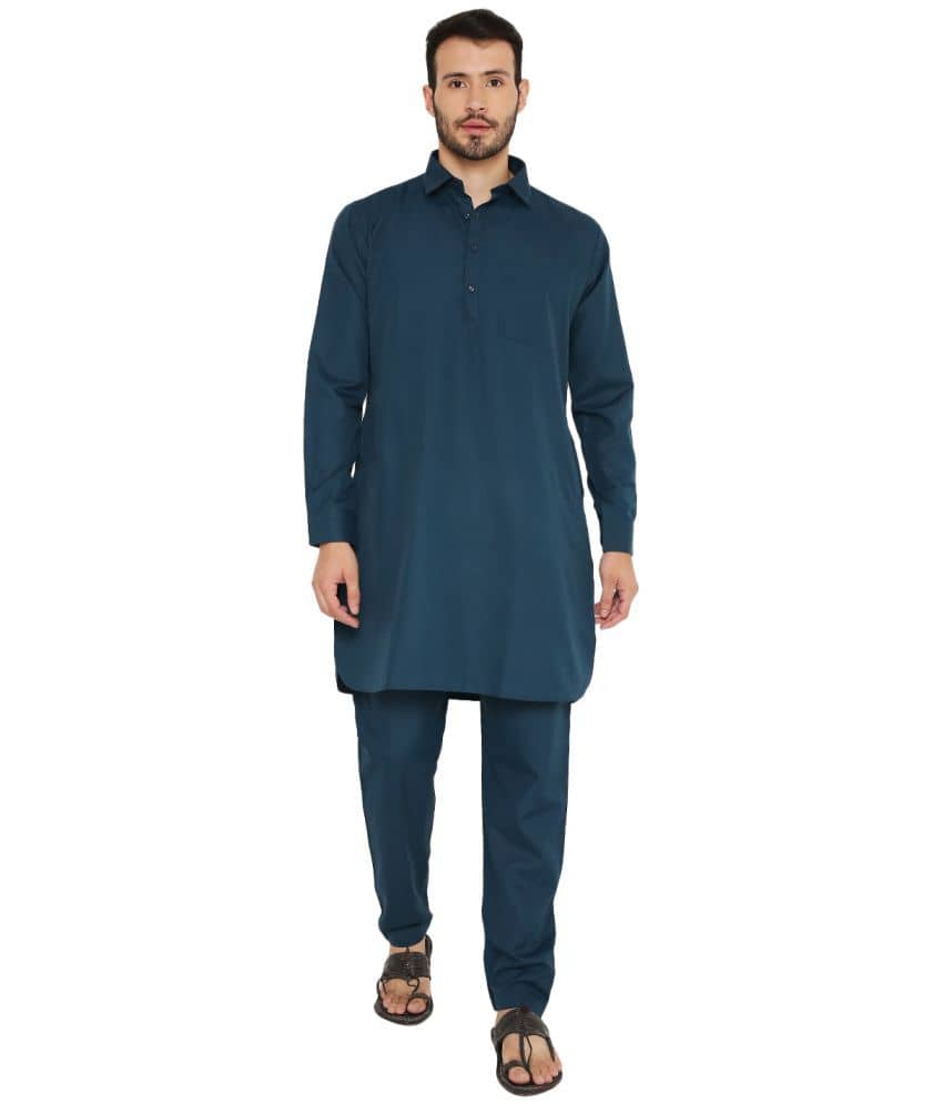 Maharaja Green Polyester Blend Kurta Pyjama Set - Kurtas & Kurta Sets | Buy online on ZillyBuy