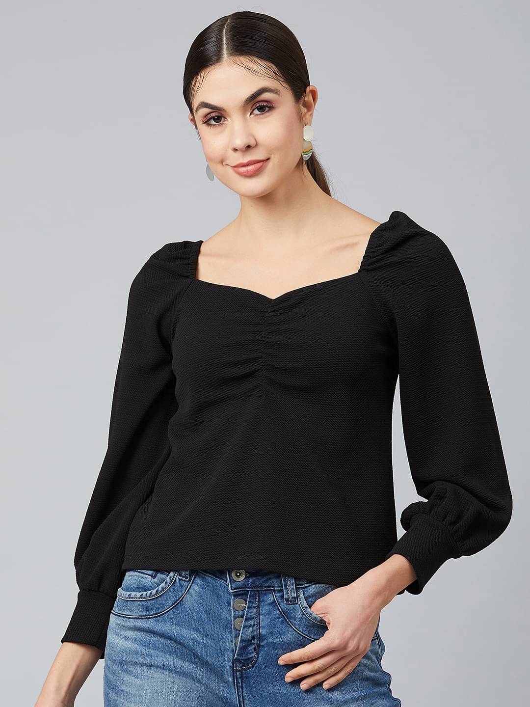 Rare Women's Crepe Regular Top ( Black ) Rare Women's Crepe Regular Top ( Black )