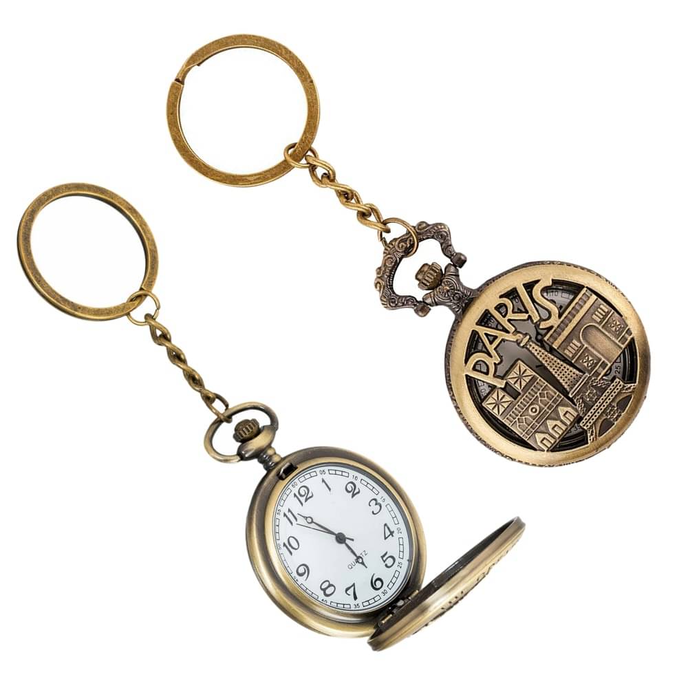 Gala Time Paris Eiffel Tower Theme Designer Pocket Watch Vintage Premium Analog Clock Antique Metallic Keyring Gift Key Chain Gala Time Paris Eiffel Tower Theme Designer Pocket Watch Vintage Premium Analog Clock Antique Metallic Keyring Gift Key Chain