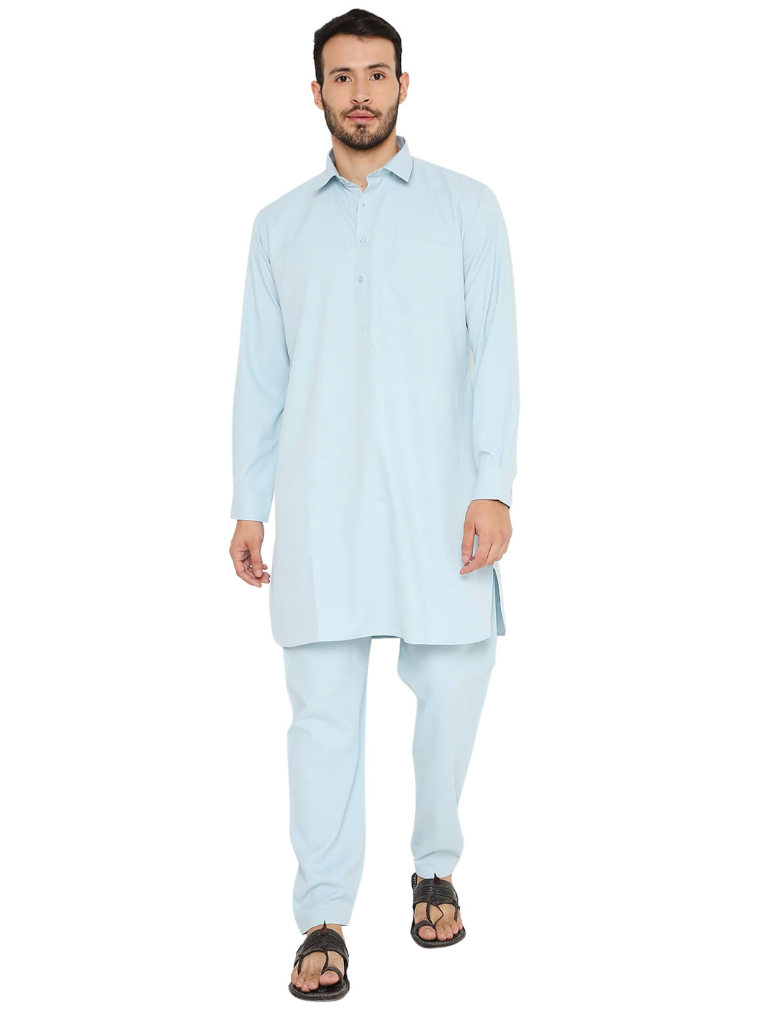 Maharaja Blue Polyester Blend Kurta Pyjama Set Maharaja Blue Polyester Blend Kurta Pyjama Set
