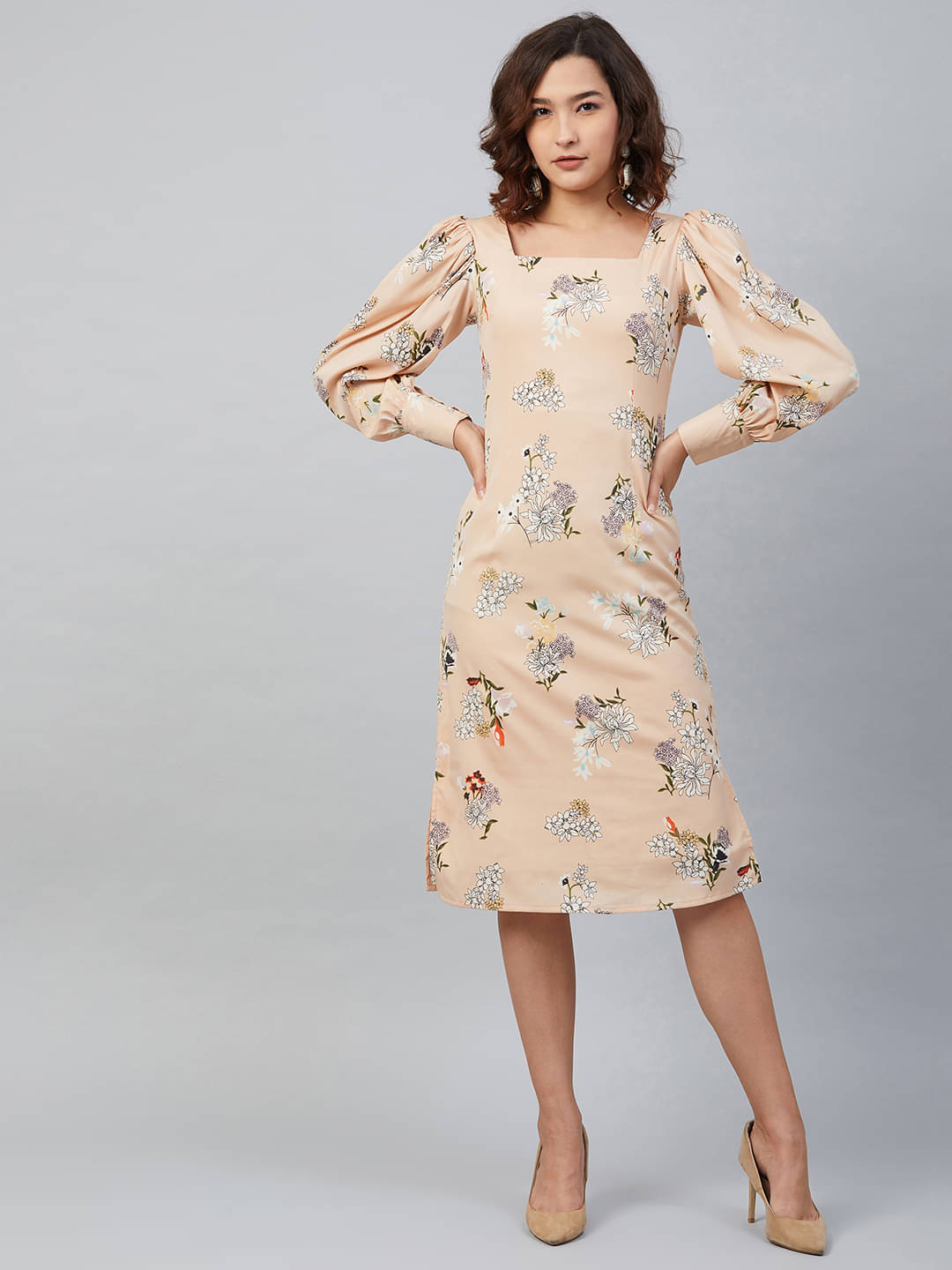     			Rare Women Crepe A-line Dress ( Beige )