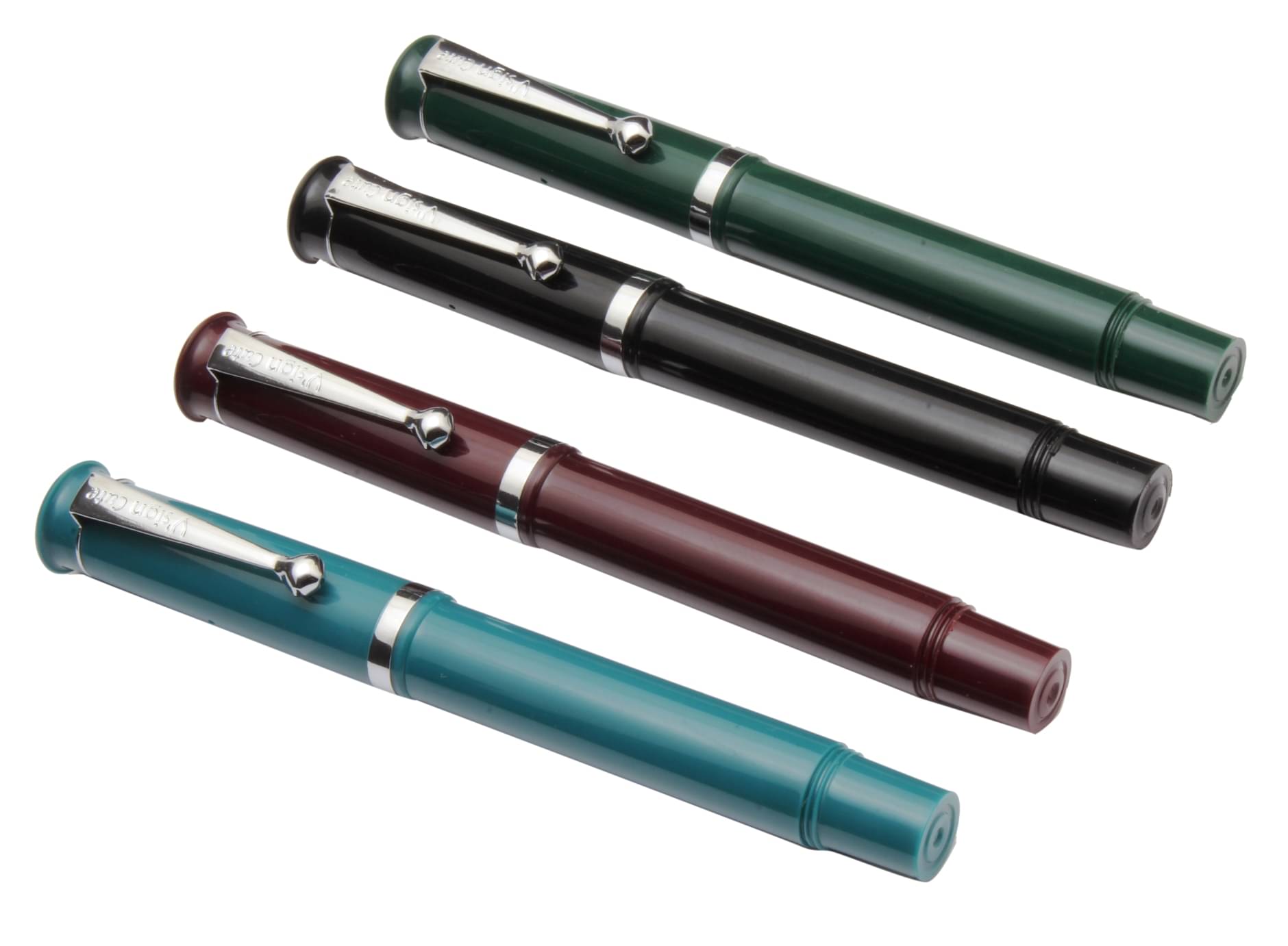     			Srpc Set Of 4 - Vsign Cute Pocket Size Fountain Pens Eyedropper System Chrome Trims New