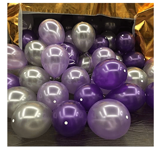     			Blooms Event   Metallic HD Shiny Toy Balloons - Purple and Silver Ballrooms for Decoration and Party (Pack of 51)