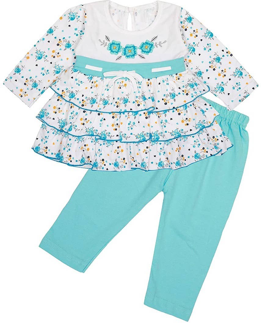 NammaBaby Baby Girls Cotton Blend Dresses ( Blue )