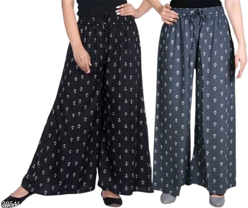 Zaib Rayon Palazzos - Pack of 2     			Zaib Rayon Palazzos - Pack of 2