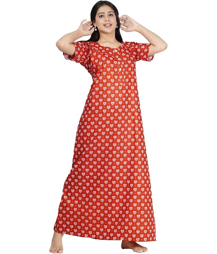 Favnic Cotton Nighty & Night Gowns - Orange - Nightwear & Loungewear | Buy online on ZillyBuy
