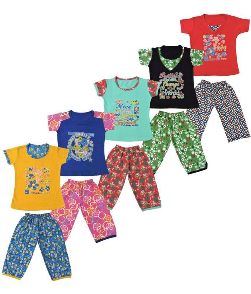     			NARPAVI TRENDS Pack of 5 Girls Cotton Nightsuit Set ( Multi Color )