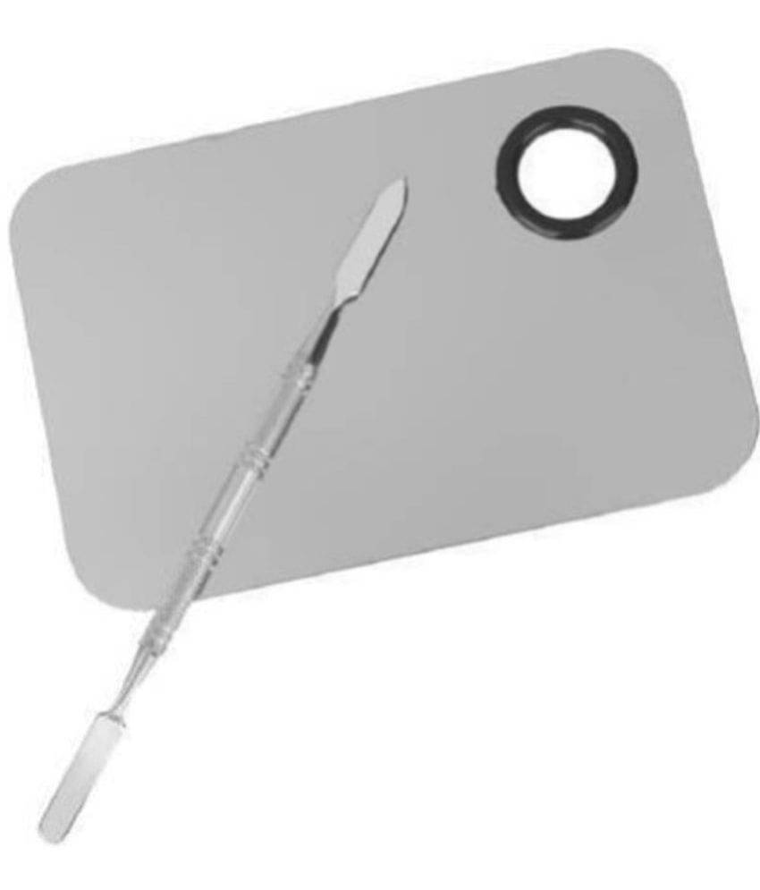 Lenon Stainless Steel Makeup Mixing Blending Palette & Spatula Lenon Stainless Steel Makeup Mixing Blending Palette & Spatula