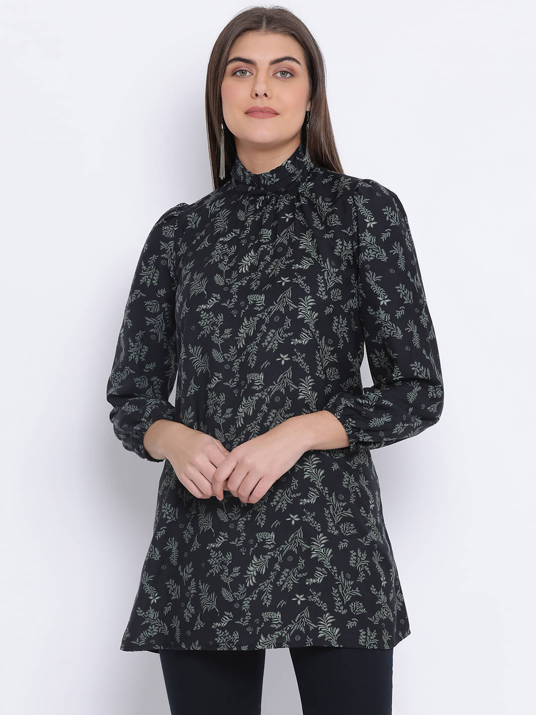 Oxolloxo Women's Polyester Tunic ( Green ) Oxolloxo Women's Polyester Tunic ( Green )