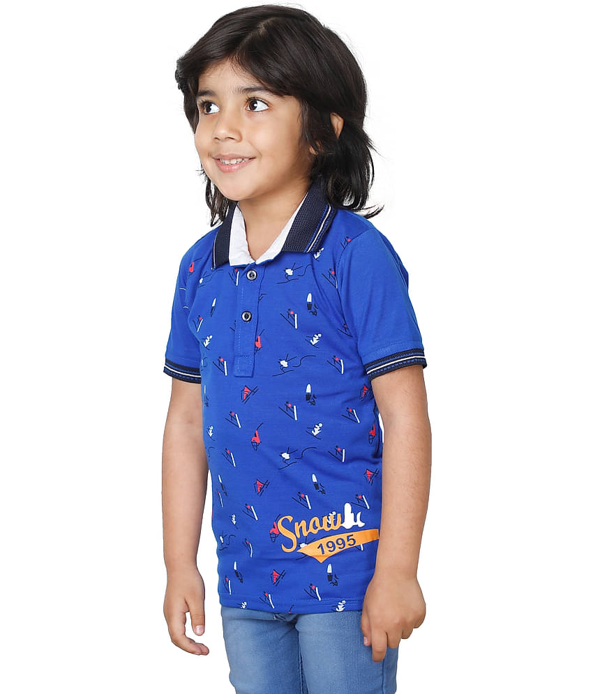 Fourfolds Pack of 2 Boys Cotton Blend T-Shirt ( Royal Blue )