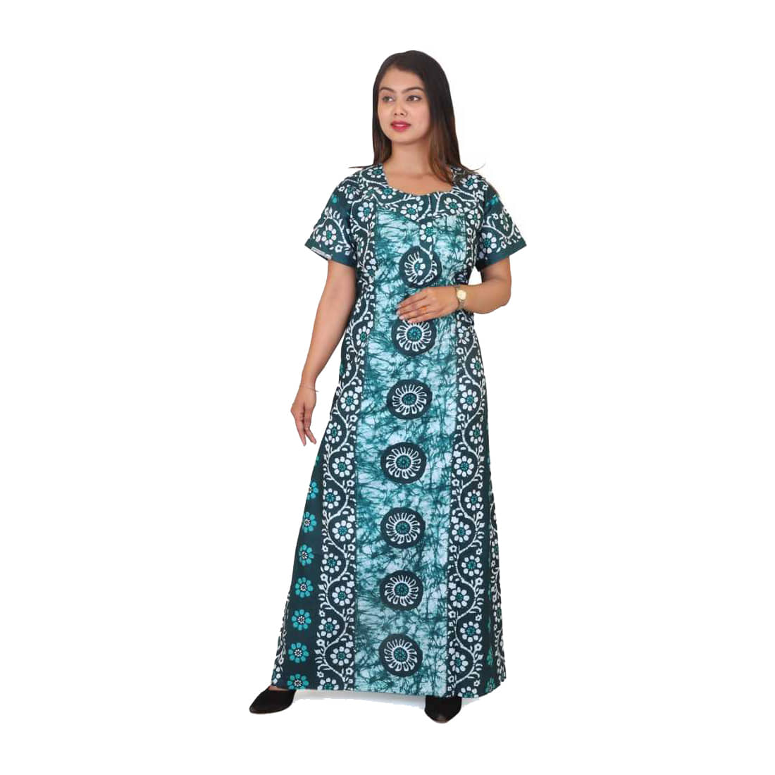 Favnic Cotton Nighty & Night Gowns - Green - Nightwear & Loungewear | Buy online on ZillyBuy