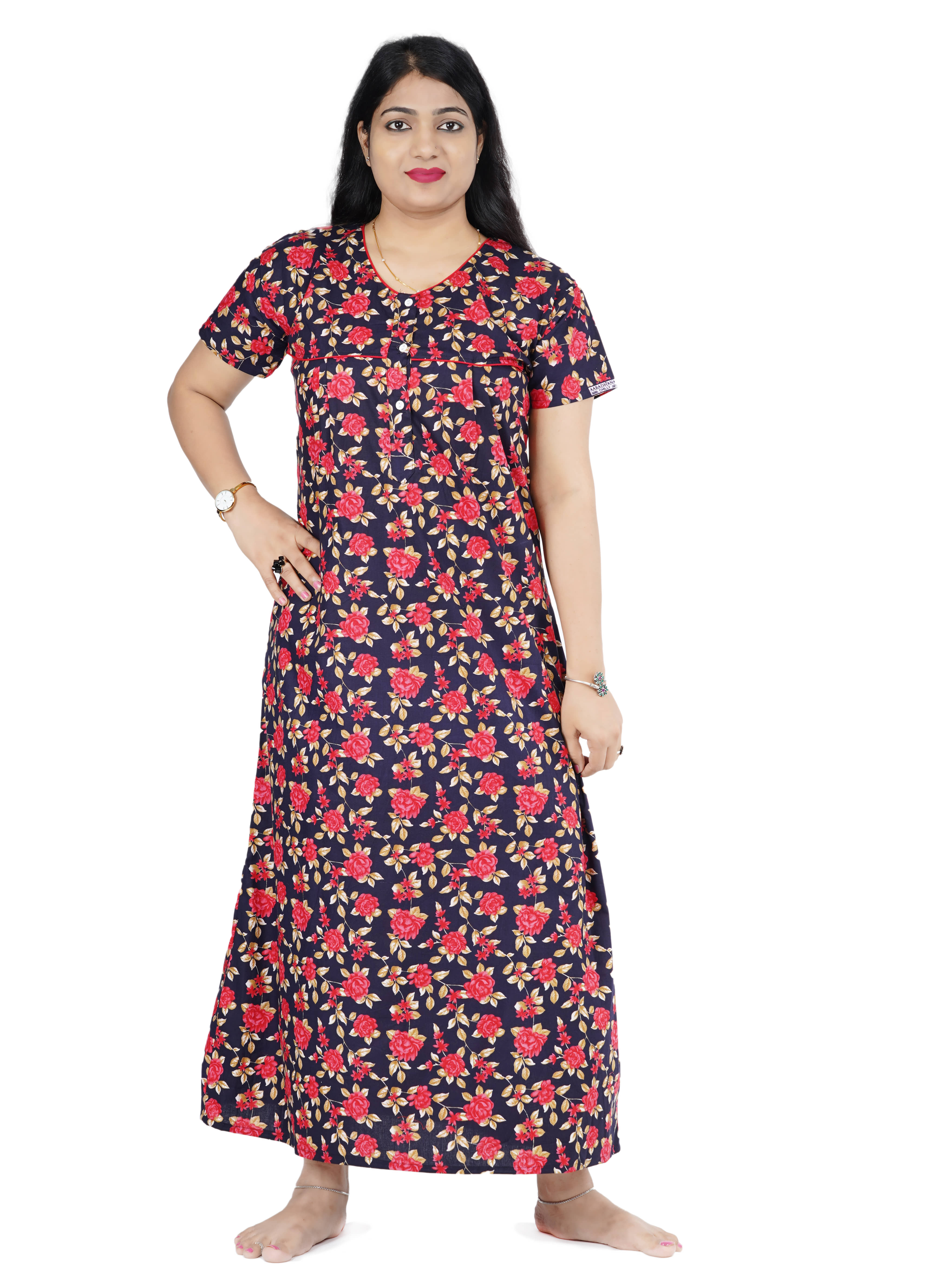 Favnic Cotton Nighty & Night Gowns - Red - Nightwear & Loungewear | Buy online on ZillyBuy
