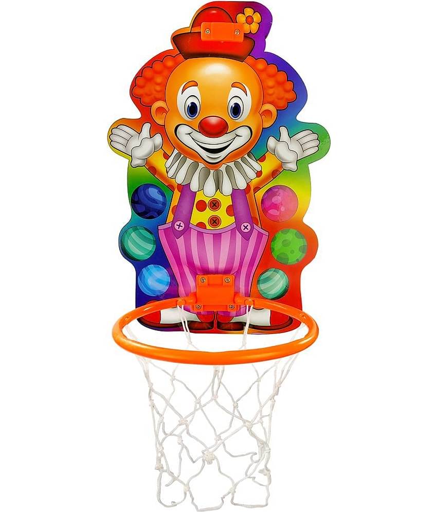 NHR Small Basket Ball kit Set with Ring for Kids, Playing Indoor Outdoor Basket Ball, High Quality Hanging Board with Net & Ball (Joker Face Printed)