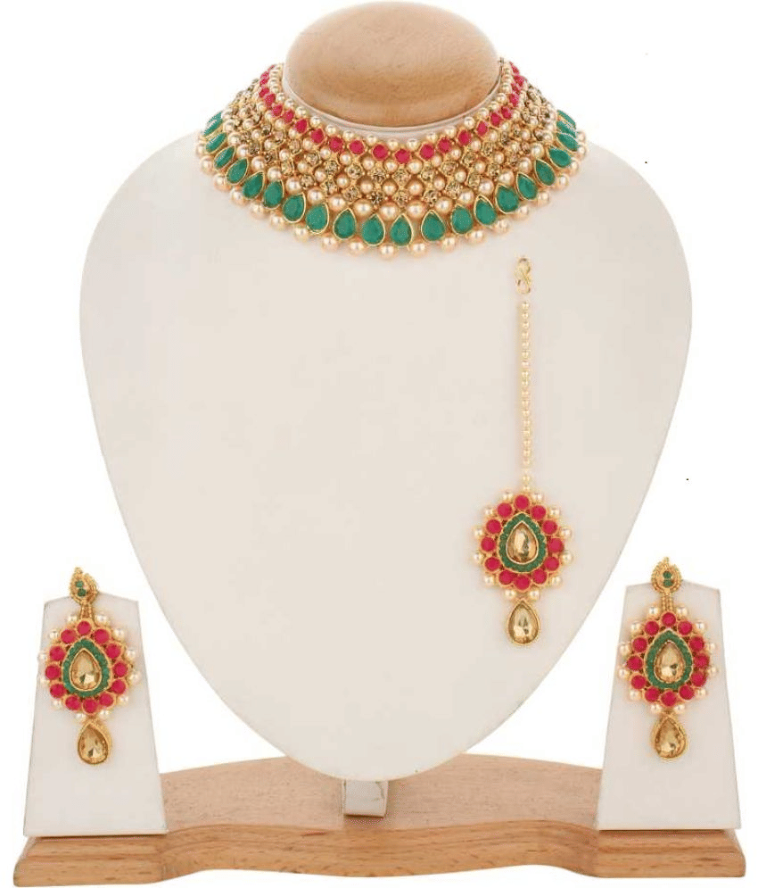PUJVI Alloy Multi Color Designer Necklaces Set Choker